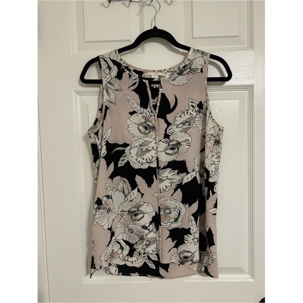 Floral Print Sleeveless Camisole‎ in Blush and Black